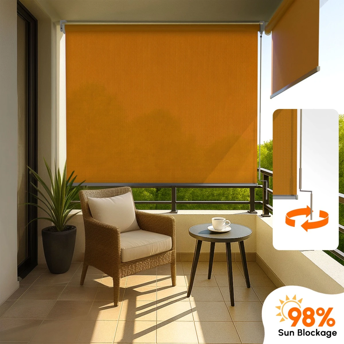 98% Sun Block Outdoor Crank Blind